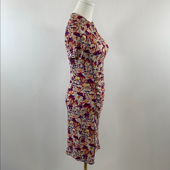 Rabanne Floral Ruched Mini Short-Sleeve Dress, EU 36 - Picture 6 of 13